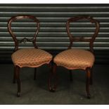 TWO PAIRS OF VICTORIAN BALLOON BACKED SINGLE CHAIRS AND ANOTHER SIMILAR CHAIR (5)