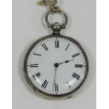 TOUCHON, GENEVE, NINETEENTH CENTURY SILVER POCKET WATCH, with keywind movement, white Roman dial,