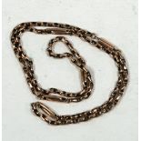 9ct GOLD CHAIN NECKLACE with belcher links and four long links at intervals, 17" (43.1cm) long, 5.