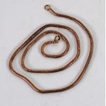 9ct GOLD SNAKE CHAIN NECKLACE, 16" long, 9.7gms
