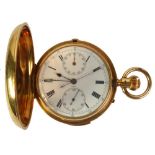 JOHN HALL & CO, 56 KING STREET MANCHESTER, No 52625, late Victorian 18ct gold HUNTER POCKET AND