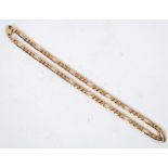 9ct GOLD CHAIN NECKLACE, with long and short flattened curb pattern links, 18" long, 15.8gms