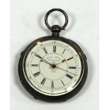 VICTORIAN SILVER CENTRE SECONDS CHRONOGRAPH, with keywind movement, white two part Roman dial, the