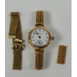 LADY'S WALTHAM 'SAPPHIRE' 18 ct gold wrist watch with mechanical movement, white porcelain arabic