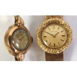 CERTINA SWISS MADE 9CT GOLD CASED LADY'S WRISTWATCH with bark textured bezel and baton numerals,