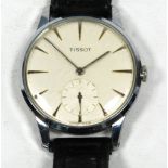 GENT'S TISSOT STAINLESS STEEL WRIST WATCH, with mechanical movement, circular silver dial with