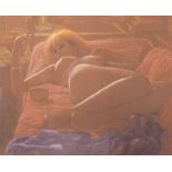 •NICHOLAS EGON (20th CENTURY) PASTEL Reclining female nude with cigarette Signed 19" x 23" (48.3 x