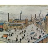 •L. S. LOWRY (1887 - 1976) ARTIST SIGNED LIMITED EDITION COLOUR PRINT 'Huddersfield'