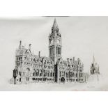 MARC GRIMSHAW (b. 1957) 5 PENCIL DRAWINGS 'Manchester Town Hall'; 'The Pelican Hotel, Timperley'; '