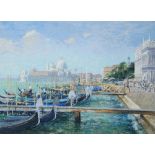 •BOB RICHARDSON (b. 1938) PASTEL 'Venice', view of the Doges Palace with gondolas in the