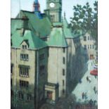 ROGER EASTWOOD (b. 1942) OIL ON ARTIST BOARD Rochdale Town Hall Signed and dated 1994 17 1/2" x