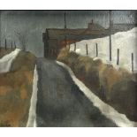 RUSSELL HOWARTH (1927) OIL PAINTING ON BOARD 'Saddleworth Moor' under snow Signed lower left 13" x