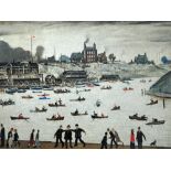 •L. S. LOWRY (1887 - 1976) ARTIST SIGNED LIMITED EDITION COLOUR PRINT 'Crime Lake'
