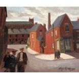 ROGER HAMPSON (1925 - 1996) OIL PAINTING ON BOAR 'Swan Mills, Bolton' Signed; titled and numbered