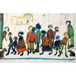 •L. S. LOWRY (1887 - 1976) ARTIST SIGNED LIMITED EDITION COLOUR PRINT 'People Standing About' An