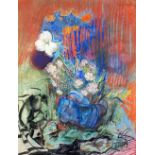 GERARD DUREUX (1940 - 2014) MIXED MEDIA Still life study of flowers Signed verso 31" x 23" (78.7 x