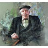 UNATTRIBUTED (20th CENTURY) PASTEL ON COLOURED PAPER Half length portrait of an old man sitting