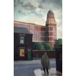 ROGER HAMPSON (1925 - 1996) OIL PAINTING ON BOARD 'Reddish Spinning Mill' Signed lower right,