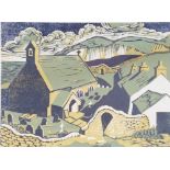 NORMAN C. JAQUES (1926 - 2014) LINOCUT 'Church Yard by the Sea' & two others (3)