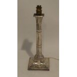 ADAM STYLE ELECTROPLATED TABLE CANDLESTICK, converted to electricity of typical form with square,