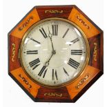 LATE NINETEENTH CENTURY WALL CLOCK, the 9" painted Roman dial, powered by a twin weight driven