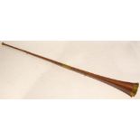 SEAMED COPPER LONG HUNTING HORN with brass mounts, 49" (124.5c,) long