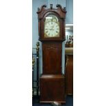 NINETEENTH CENTURY FIGURED MAHOGANY LONGCASE CLOCK with rolling moonphase, signed Whitmore,