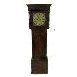 EARLY NINETEENTH CENTURY FIGURED MAHOGANY LONGCASE CLOCK , signed I. Vickers, Doncaster, the 14"