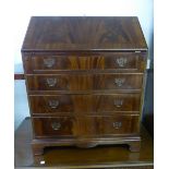 A FIGURED MAHOGANY BUREAU WITH FOUR GRADUATED LONG DRAWERS & TWO VICTORIAN BALLOON BACK SINGLE