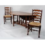 MULTI YORK, MODERN REPRODUCTION OAK DROP LEAF DINING TABLE, with oval top and turned legs and a