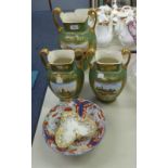 A GARNITURE OF THREE LATE VICTORIAN CHARLES BARLOW (HANLEY) EARTHENWARE VASES, EACH PAINTED WITH A