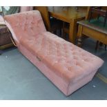 VICTORIAN OTTOMAN COUCH WITH SINGLE SCROLL END, BOX SEAT