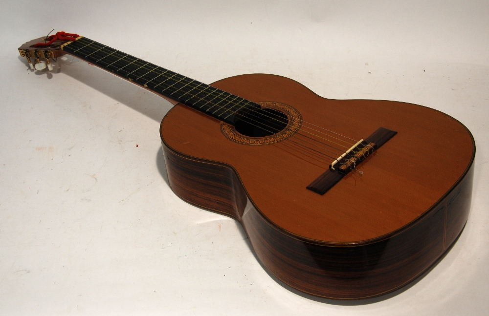 SPANISH SIX STRING ACOUSTIC GUITAR labelled Jose Ramirez, Madrid and dated 1978 and having 19 1/