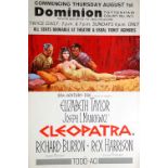 ELIZABETH TAYLOR 'Cleopatra' CINEMA ADVERTISING POSTER for the Dominion Theatre, 20" x 12 1/2" (50.8