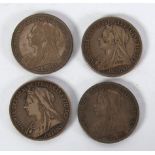FOUR VICTORIAN SILVER CROWNS viz 1896 x 2 (F) 1898 (VF) 1900 (F) (4)