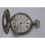 LATE VICTORIAN SILVER CASED DEMI HUNTER POCKET WATCH BY FATTORINI AND SONS BRADFORD having self wind