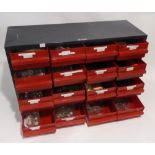 VERY SIMILAR SIZE BUT SIXTEEN DRAWER STORAGE UNIT CONTAINING A VERY LARGE SELECTION OF POCKET