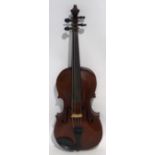 GOOD QUALITY GERMAN VIOLA, the 15" two piece back marked Stainer with BOW STAMPED GRIMM in EARLY