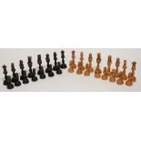 ITALIAN SOUTHERN TYROL WELL CARVED WOODEN CHESS SET, upto 3 3/4" high (one black pawn missing) circa