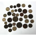 SELECTION OF LATE 18TH CENTURY TO EARLY 20TH CENTURY SMALL DENOMINATION SILVER AND COPPER COINAGE