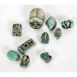 A GROUP OF TEN ANCIENT EGYPTIAN FAYENCE FUNERY AMULETS
