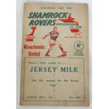 SHAMROCK ROVERS v MANCHESTER UNITED FOOTBALL PROGRAMME 1957, EUROPEAN CUP. Good condition, team