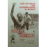 FOOTBALL MEXICO 'PELE' POSTER 1970 42 1/2" x 29" (108cm x 73.7cm) framed and glazed