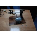 WATCHMAKER'S 6mm SMALL BENCH TOP LATHE, BELT DRIVEN and mounted together with electric motor (