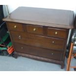 A MAHOGANY CHEST OF THREE SHORT AND TWO LONG DRAWERS