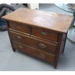 A STAINED WOOD CHEST OF TWO SHORT AND TWO LONG DRAWERS