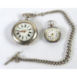 CONTINENTAL SILVER (800 STANDARD) MARK POCKET WATCH, with keyless movement, white porcelain Roman