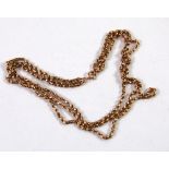 9CT GOLD TRIPLE STRAND CHAIN NECKLACE with belcher pattern link, 18.5 gms