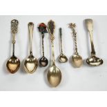 CONTINENTAL, .925 PURITY, SILVER AMBER INSET SPOON, a small Russian silver (84 zolotniks) white