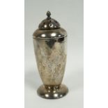 GEORGE V ART DECO SILVER SUGAR CASTOR by Hukin and Heath Ltd. of tapering form with domed,